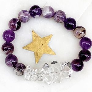 Chevron Amethyst and Crystal Quartz Nugget Mala